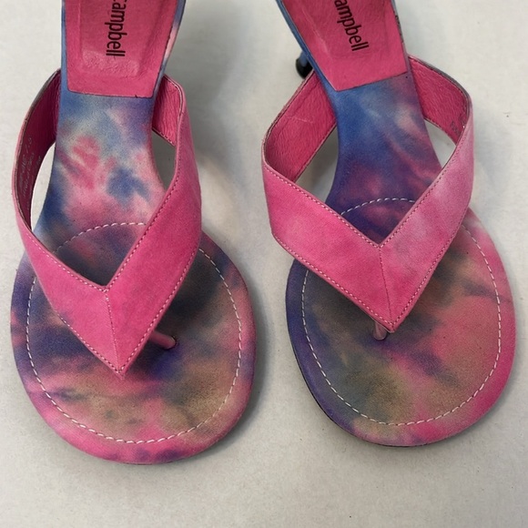 Y2K JEFFREY CAMPBELL COLORFUL TIE-DYE LEATHER  KITTEN HEELS 7.5 - Picture 4 of 16